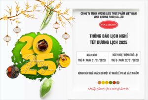 VINA AROMA THÔNG BÁO LỊCH NGHỈ LỄ TẾT DƯƠNG LỊCH